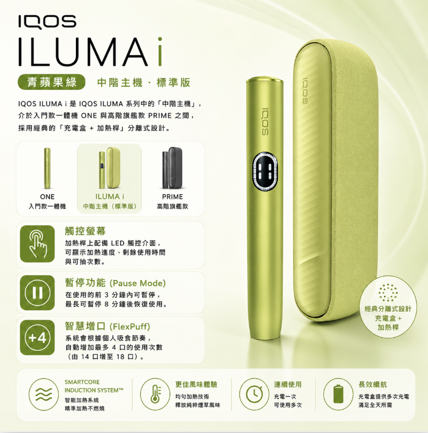 【青蘋果綠】IQOS主機第八代 IQOS ILUMA i 加熱菸主機適用TERE